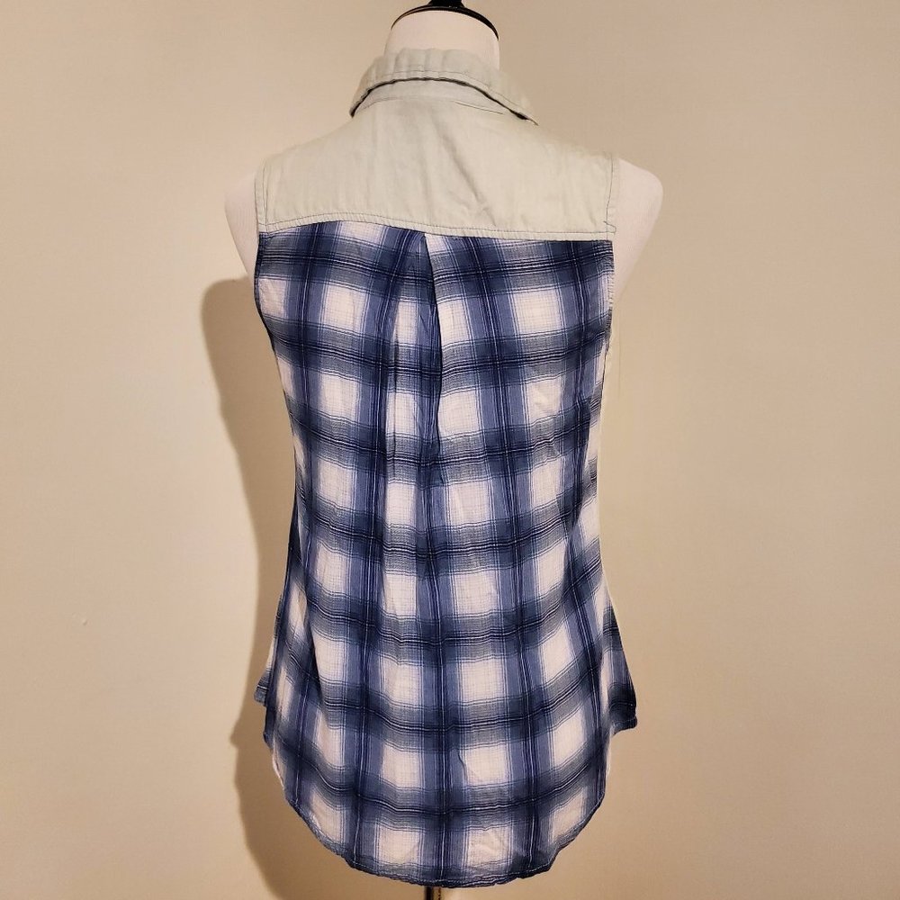 Checkered Back Button Up Tank